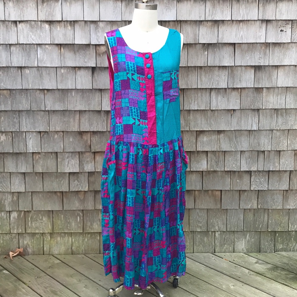 Secrets Boho Dropped Waist Rayon Print Sun Dress